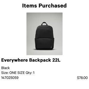 lululemon athletica Black Backpack